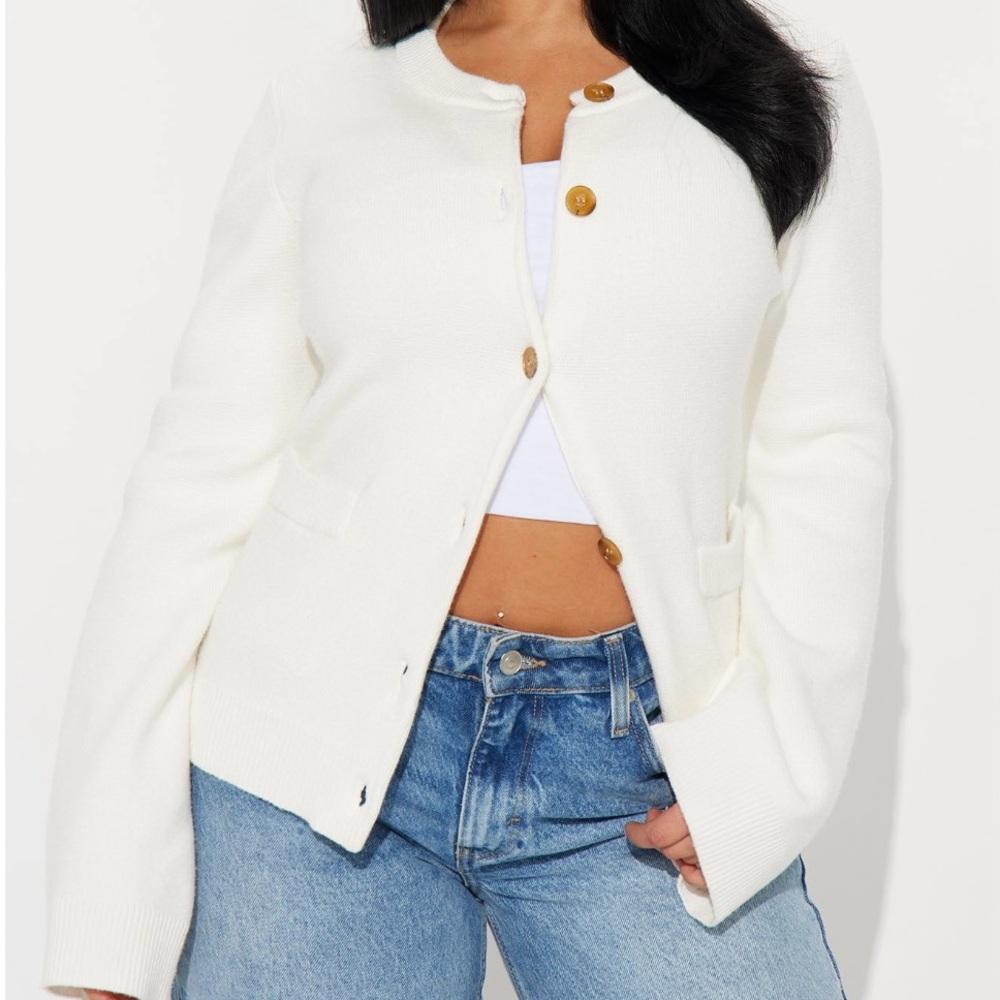 Fashion Nova White Cardigan Sweater